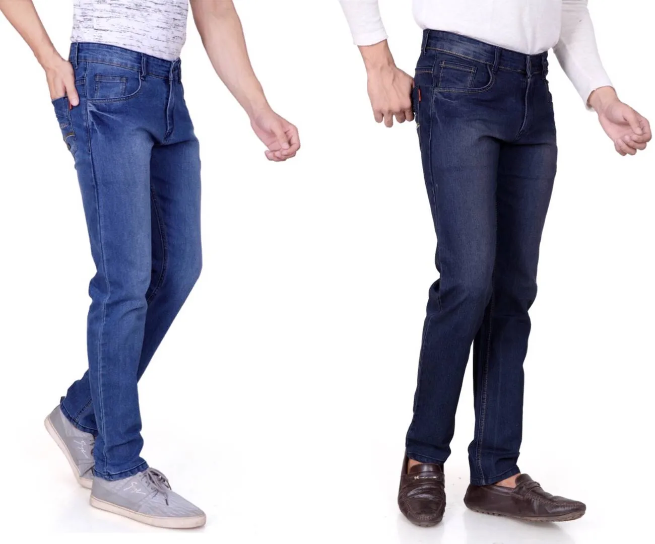 Men's Multicoloured Denim Faded Slim Fit Jeans (Pack of 2)