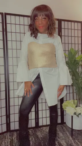 Metallic, Metal Foil Coated Knit Sweetheart Tube Top: GOLD