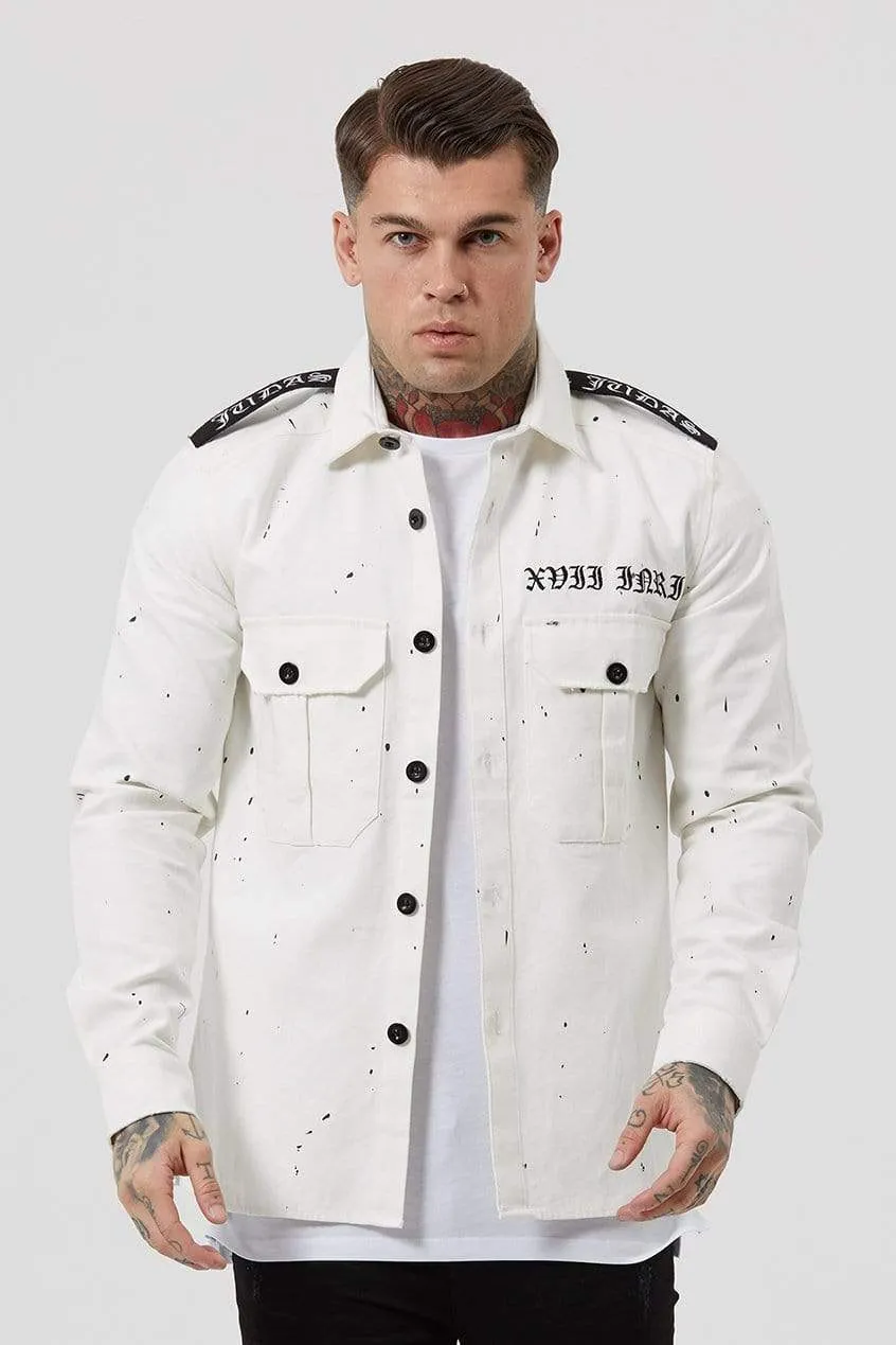 Milli Badge Crystal Men's Overshirt - Off White