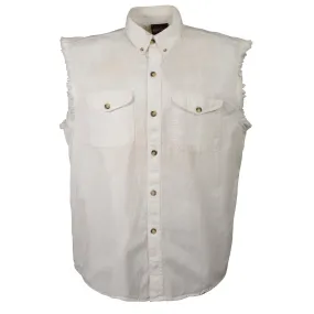 Milwaukee Leather DM4006 Men's White Lightweight Sleeveless Denim Shirt