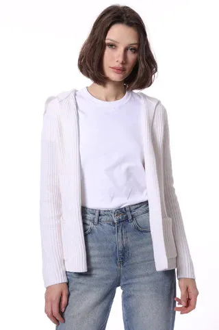 Minnie Rose Cashmere 5GG Shaker Hooded Flyway Cardigan White