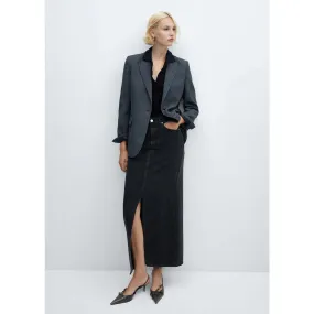 MNG Black Slit Denim Skirt
