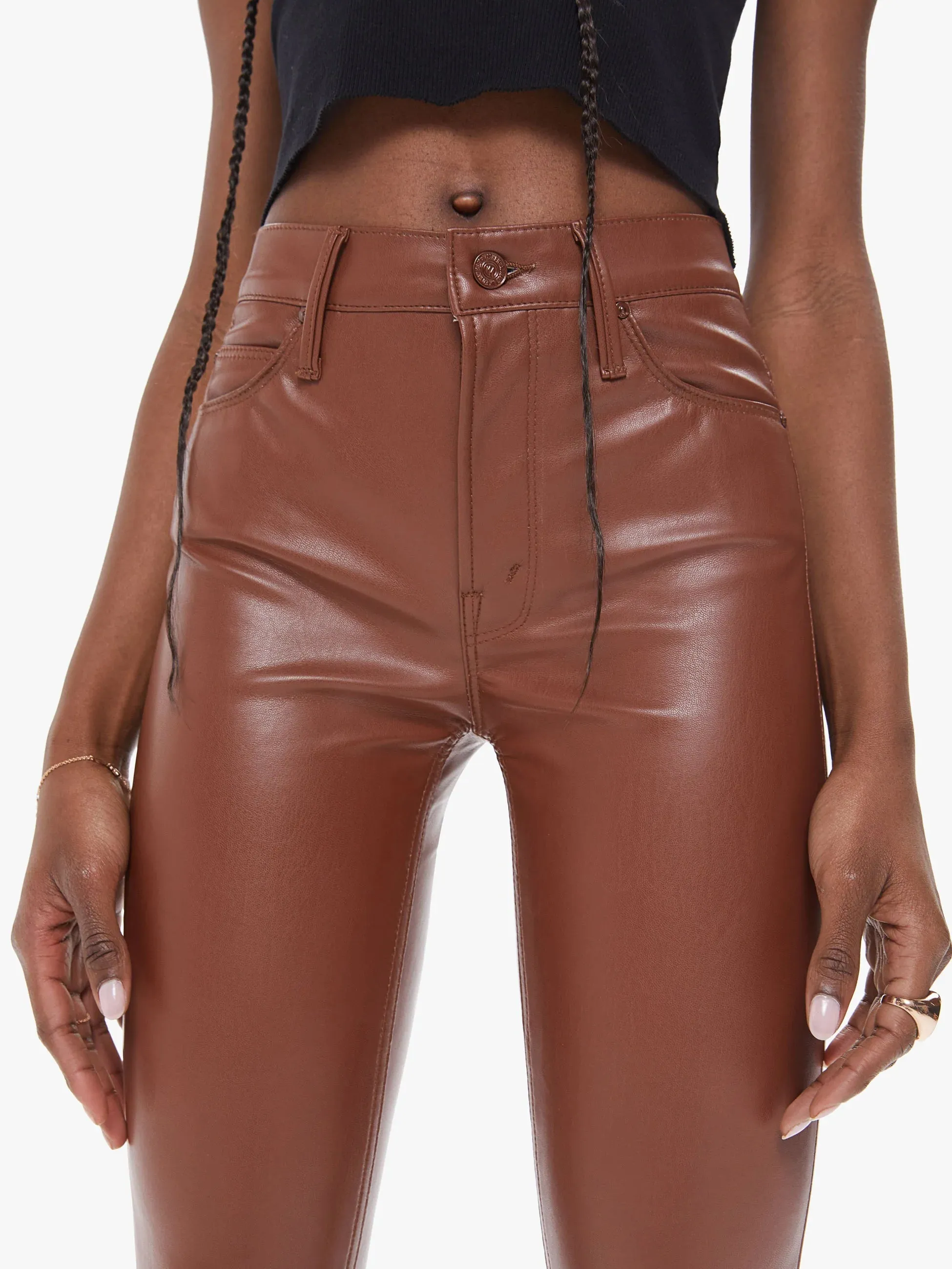 Mother - Mid Rise Dazzler Ankle in Friar Brown