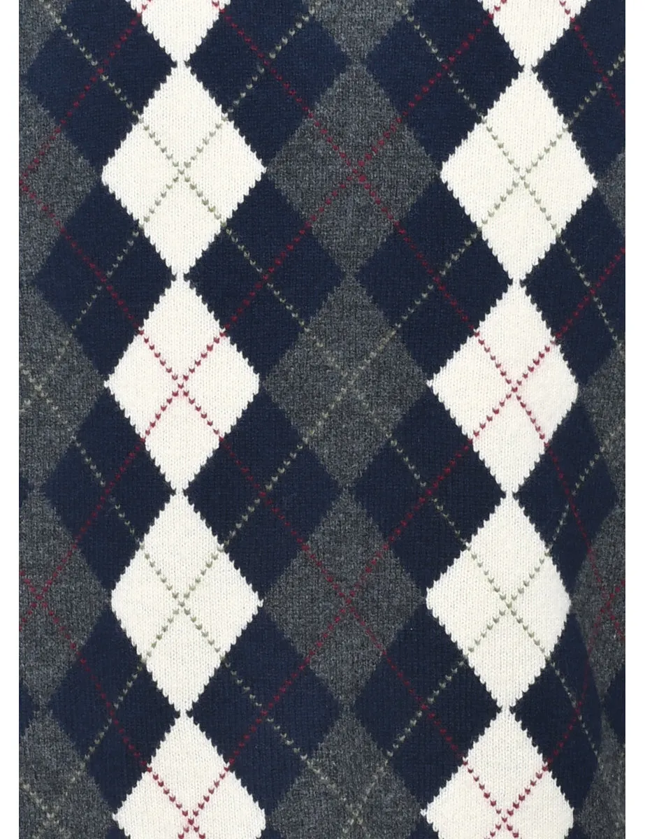 Navy Argyle Jumper - XL