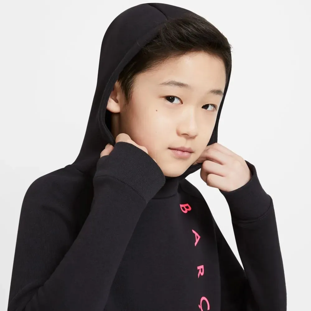 Nike 2020-21 Barcelona Youth GFA Fleece Pullover Hoodie - Black-Pink
