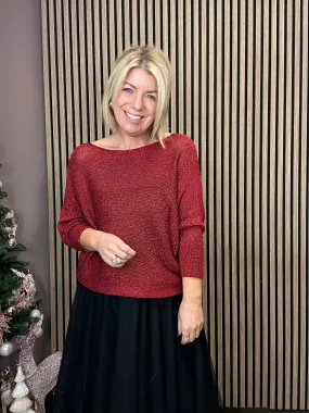 Noelle Batwing Top (Red)