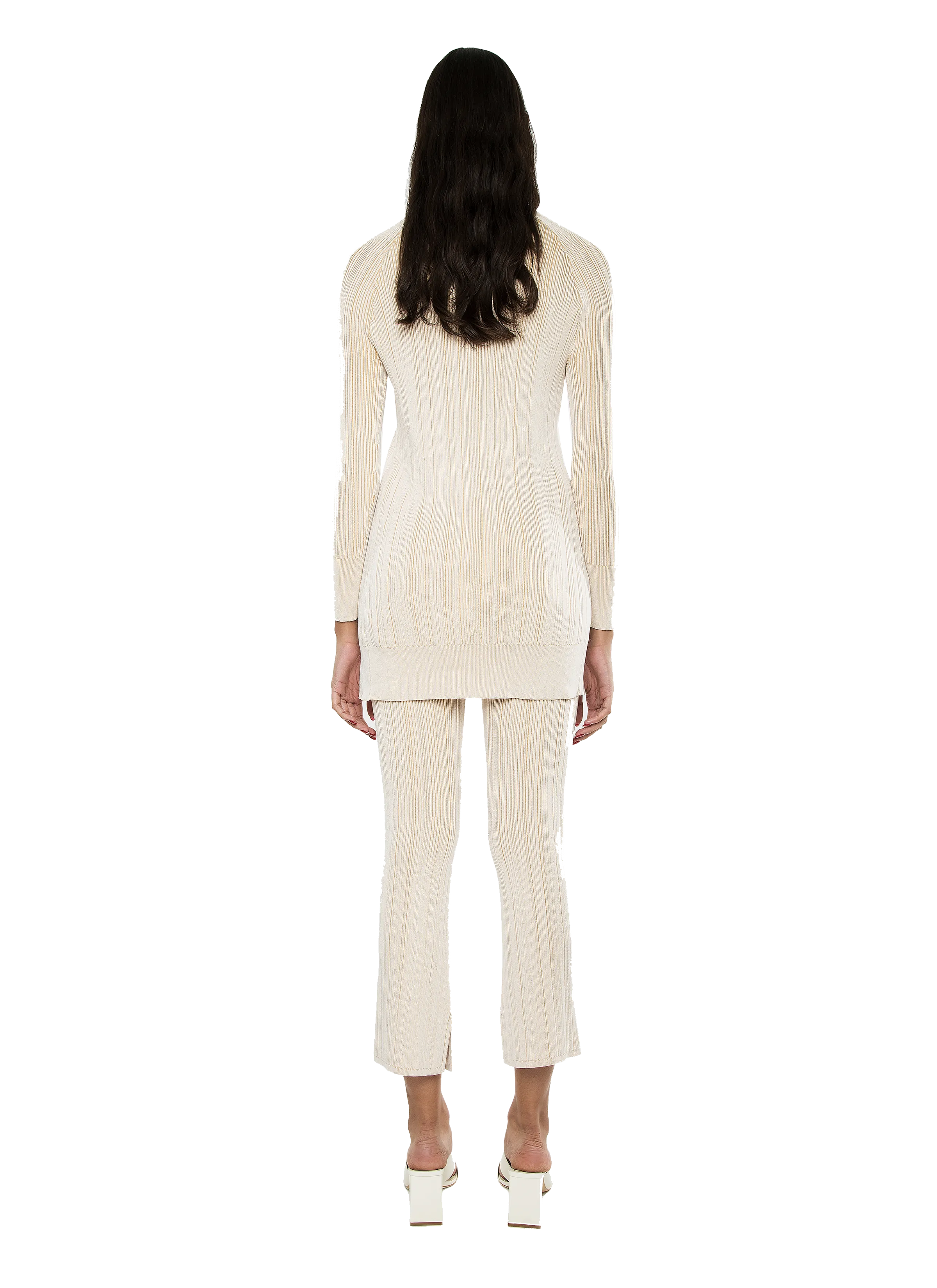 Nola Rib Knit Pants Off-White Camel Combo