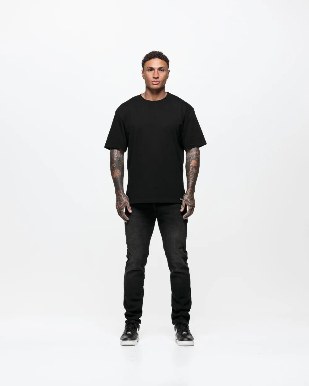 Non Ripped Slim Jeans - Washed Black