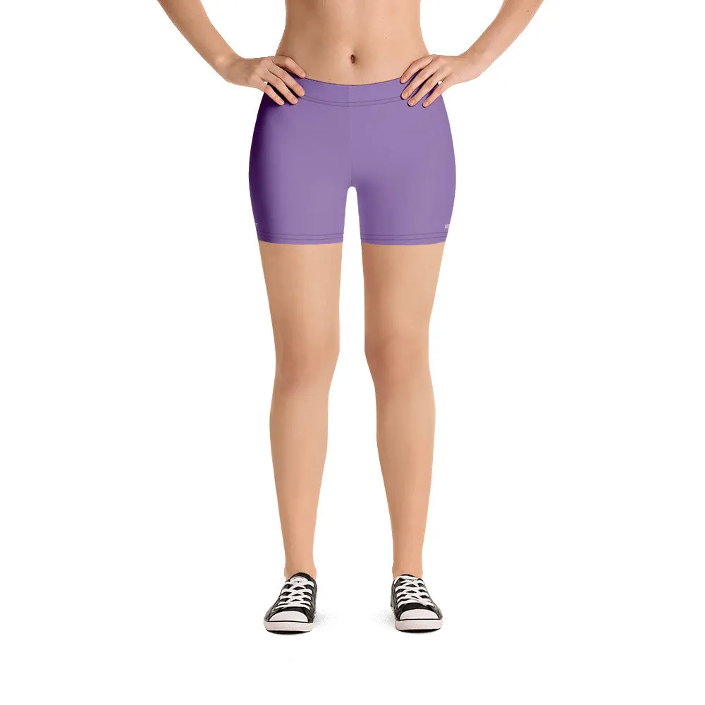 Pastel Purple Women's Shorts, Solid Color Light Purple Best Gym Elastic Shorts-Made in USA/EU