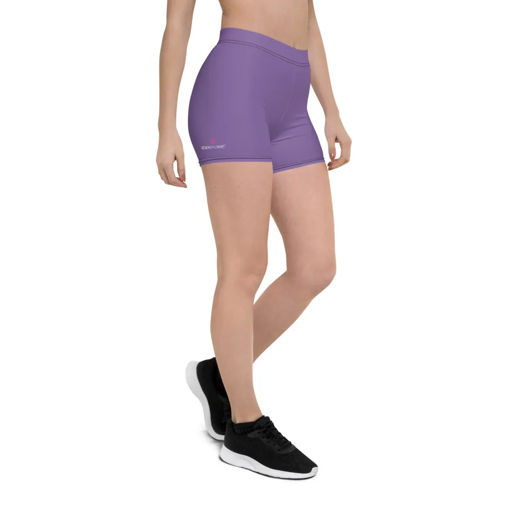 Pastel Purple Women's Shorts, Solid Color Light Purple Best Gym Elastic Shorts-Made in USA/EU