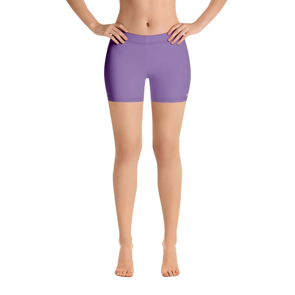 Pastel Purple Women's Shorts, Solid Color Light Purple Best Gym Elastic Shorts-Made in USA/EU