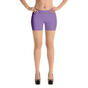 Pastel Purple Women's Shorts, Solid Color Light Purple Best Gym Elastic Shorts-Made in USA/EU