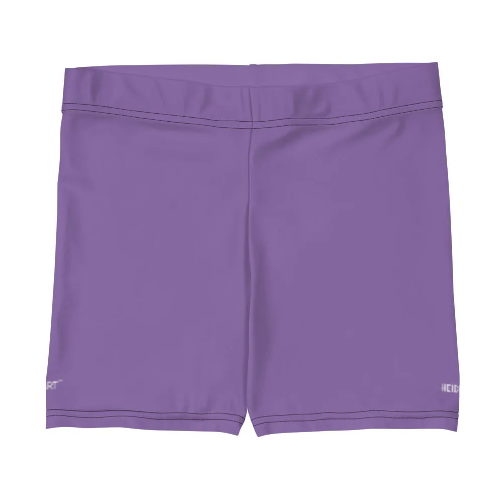 Pastel Purple Women's Shorts, Solid Color Light Purple Best Gym Elastic Shorts-Made in USA/EU