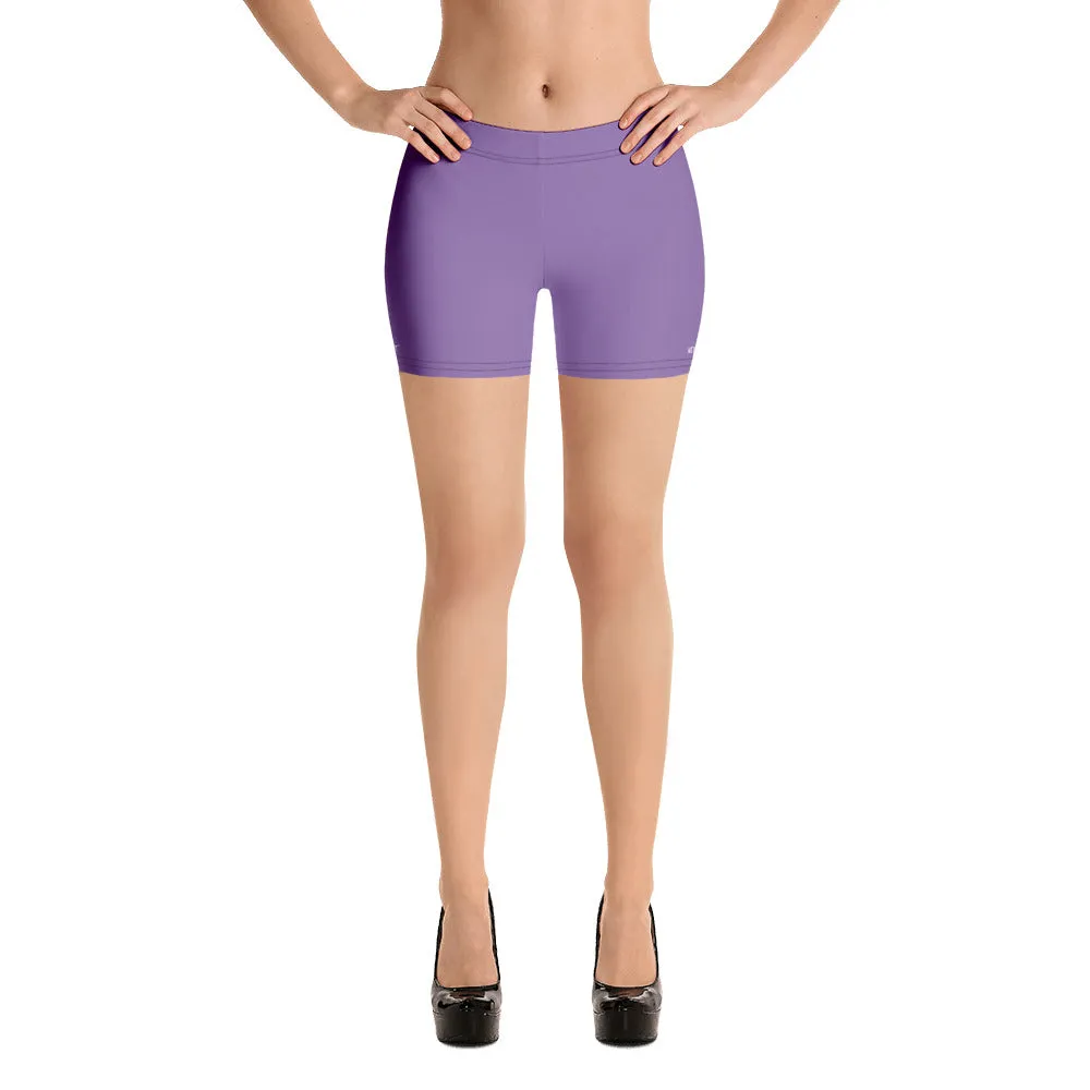 Pastel Purple Women's Shorts, Solid Color Light Purple Best Gym Elastic Shorts-Made in USA/EU
