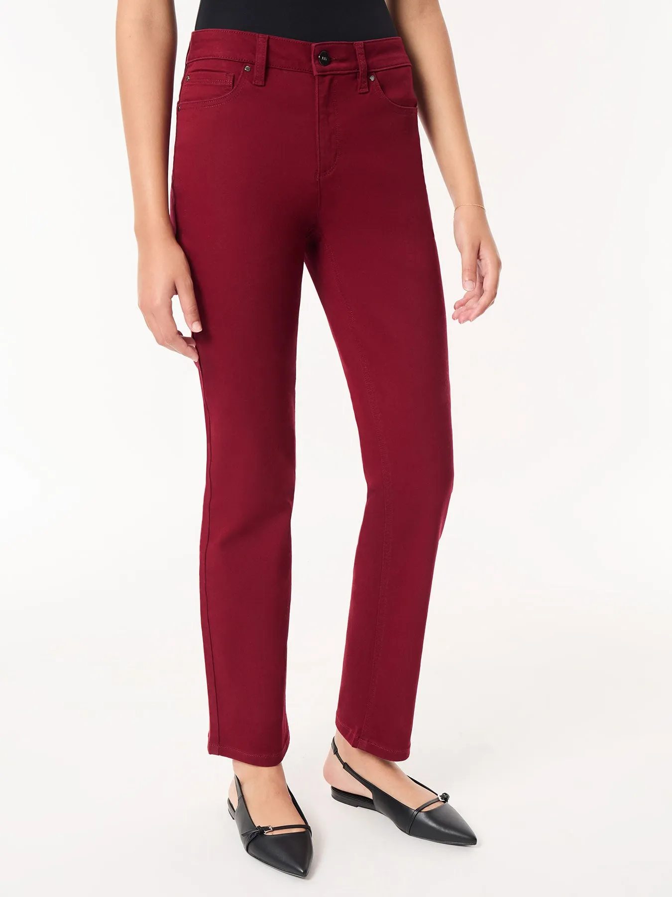 Petite Lexington Straight Leg Jeans, Bordeaux
