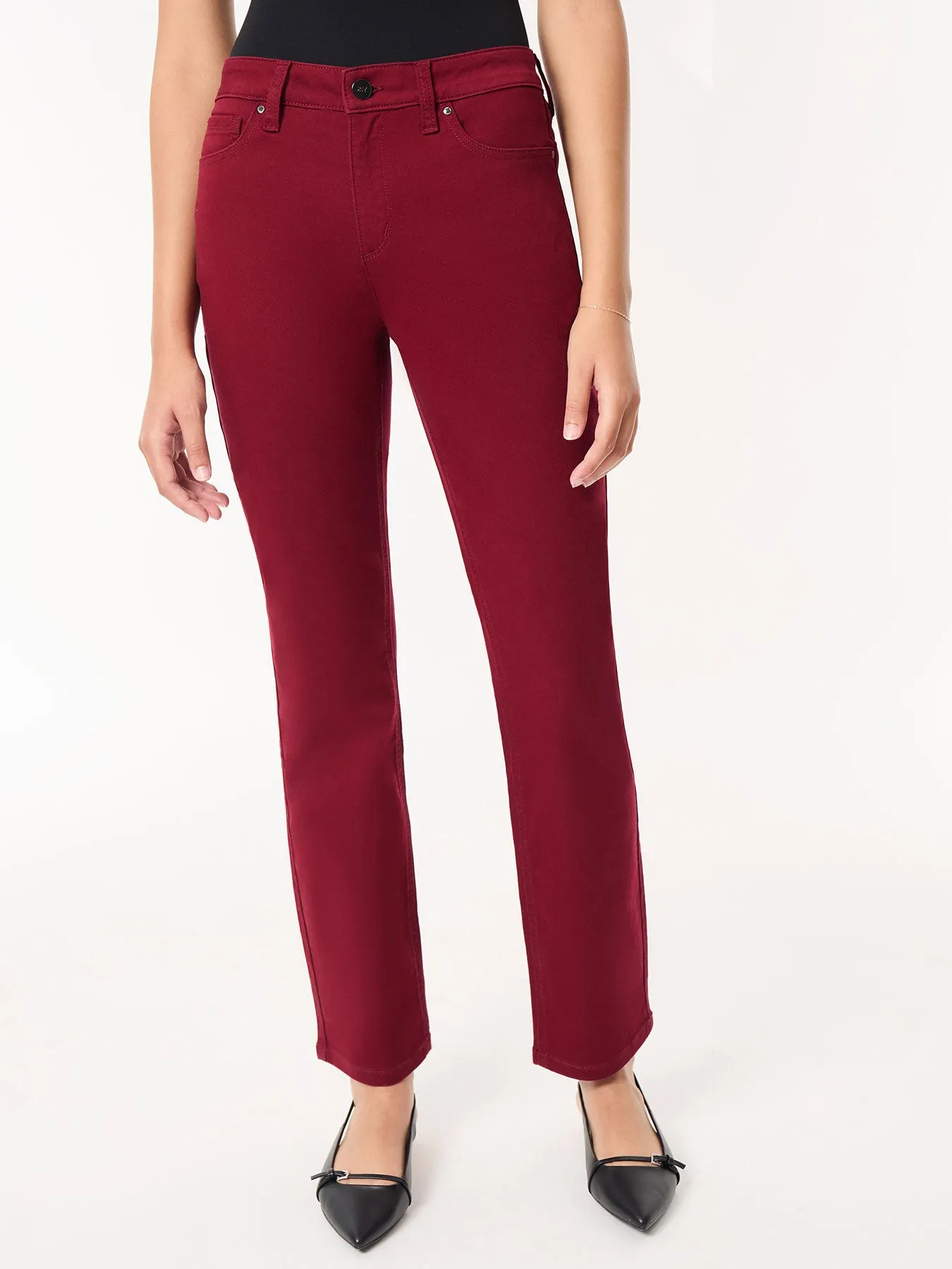 Petite Lexington Straight Leg Jeans, Bordeaux