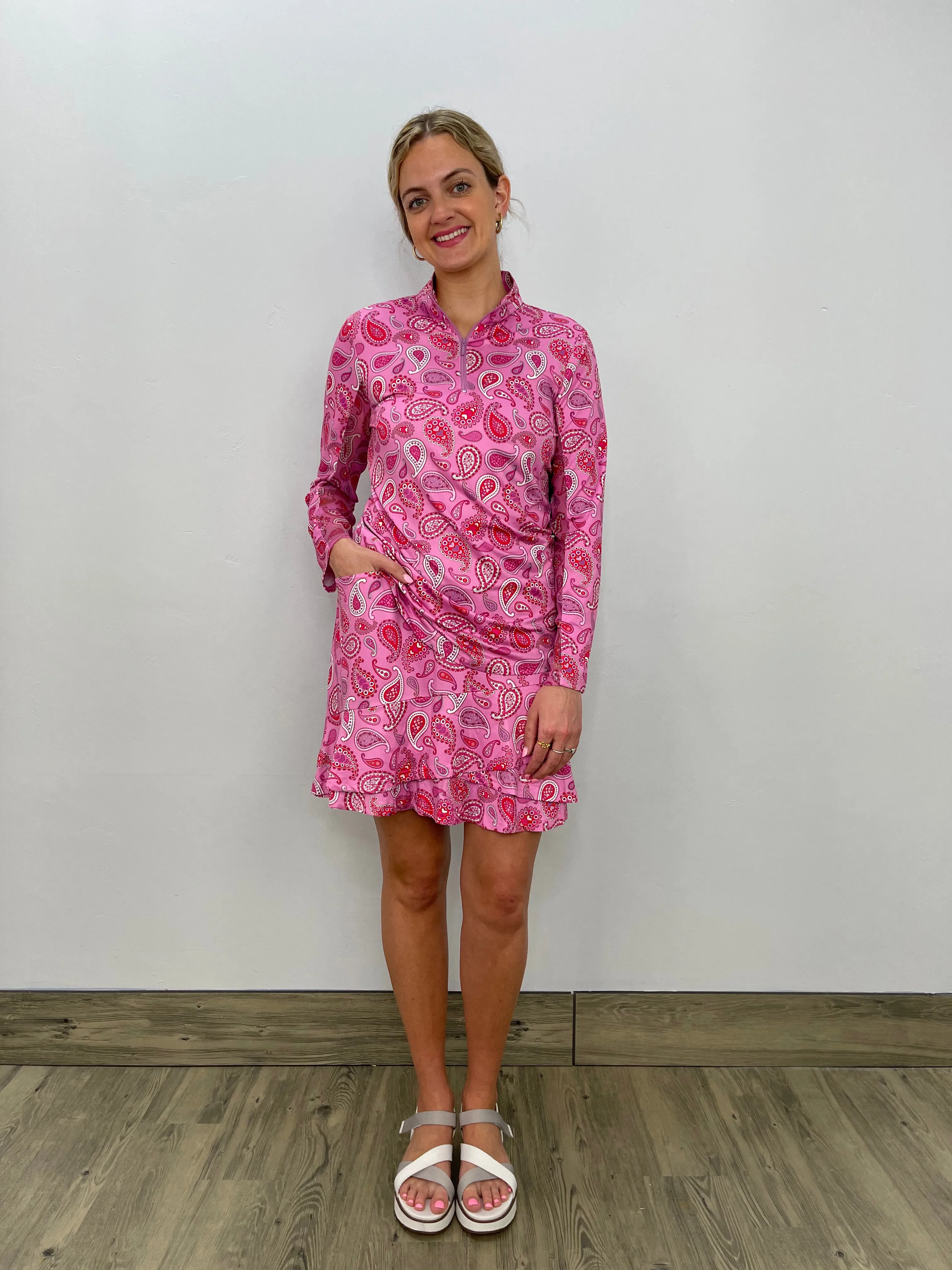 Pink Paisley 4 Pocket Asymmetric Layered Skort