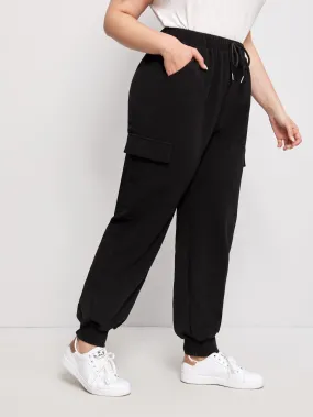 Plain Drawstring Long Plus Size Sweatpants