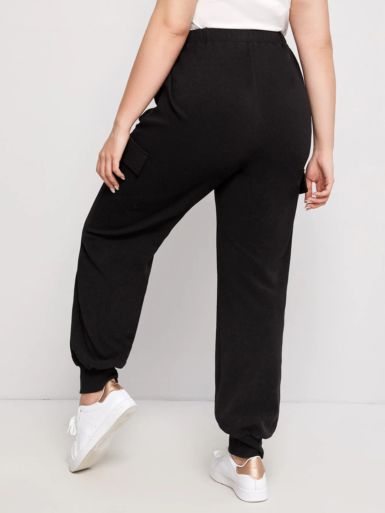 Plain Drawstring Long Plus Size Sweatpants