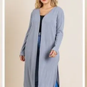 Plus size long sleeve knit cardigan
