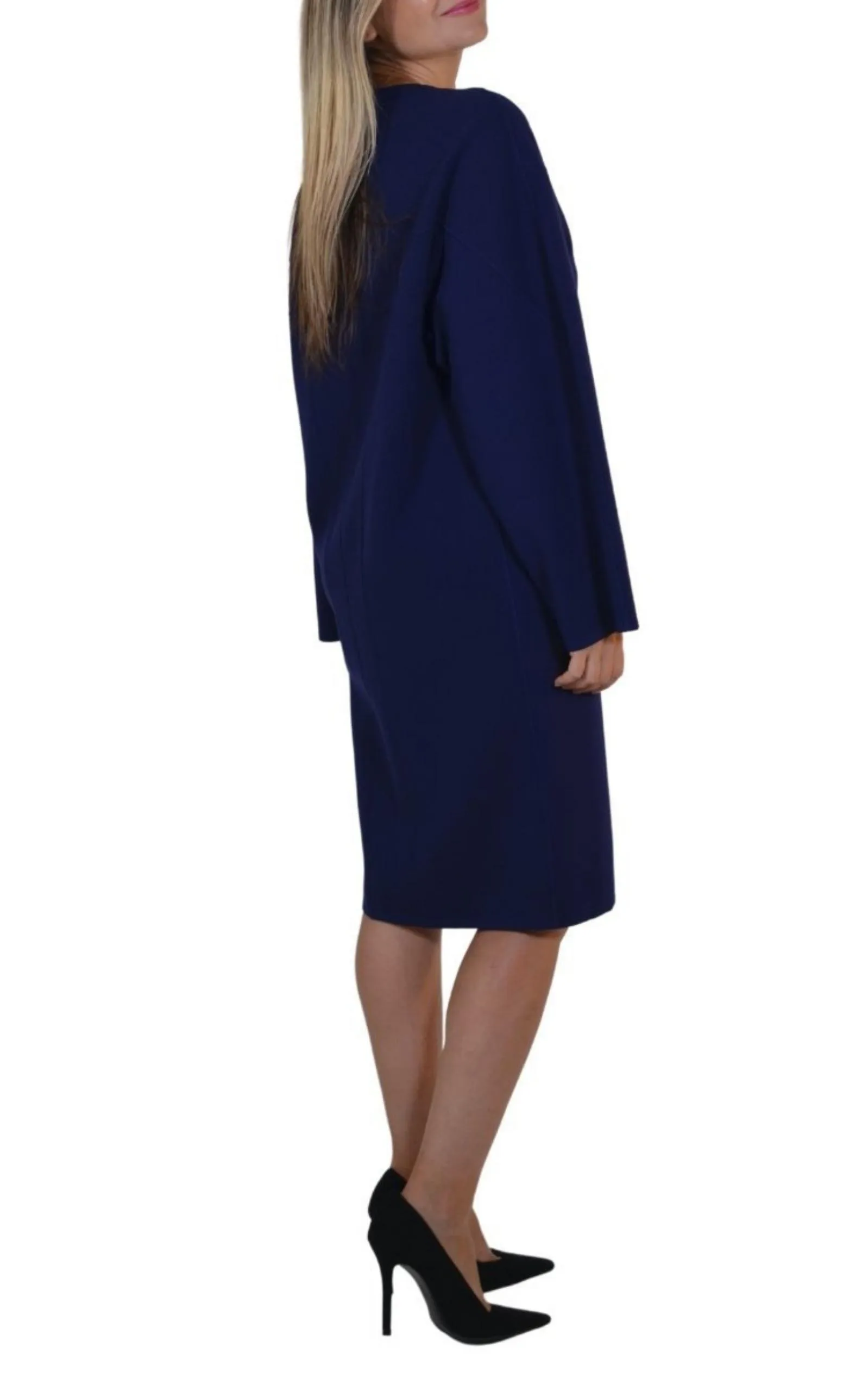 Purple Wool Midi Dolman Long Sleeve Dress