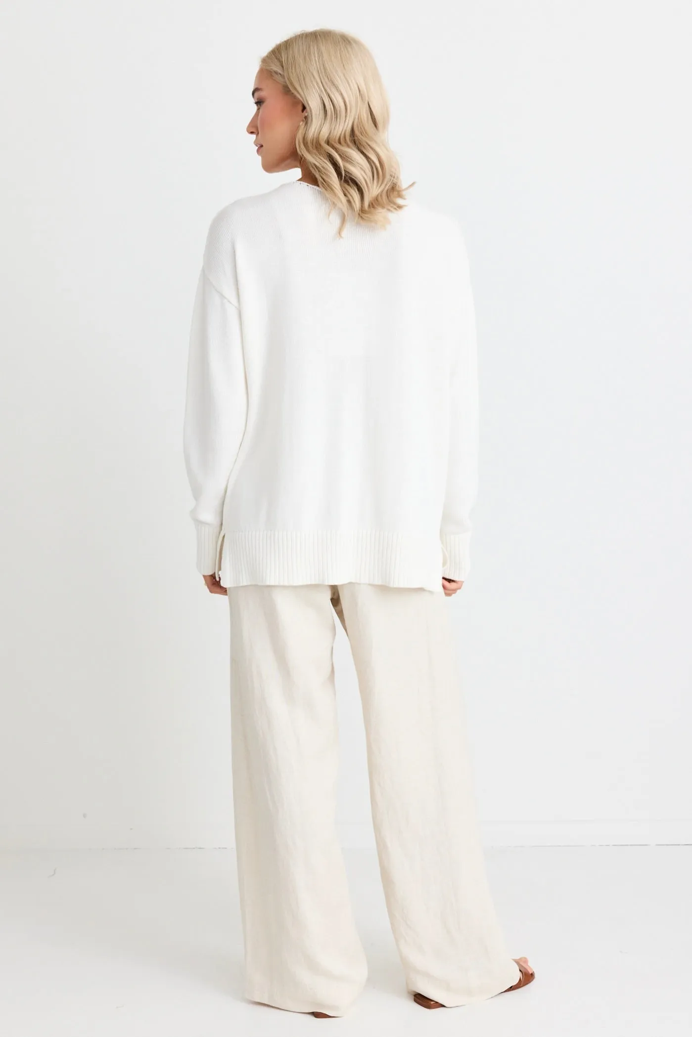 Quartz Ivory Relaxed V Neck Jumper