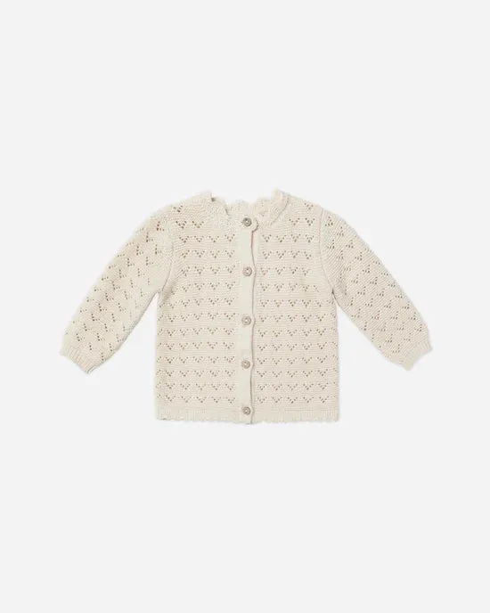 Quincy Mae Natural Scalloped Cardigan
