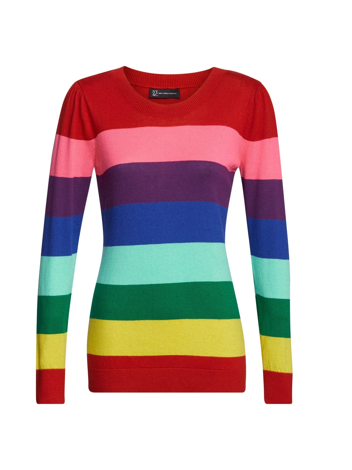 Rainbow-Stripe Crewneck Sweater
