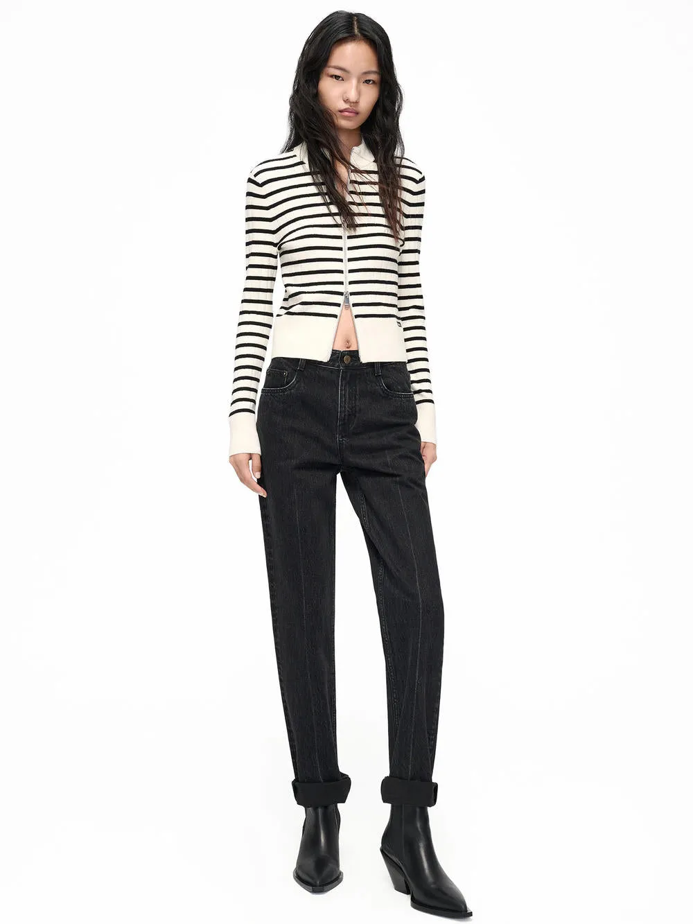 Raw Hem Cotton Jeans