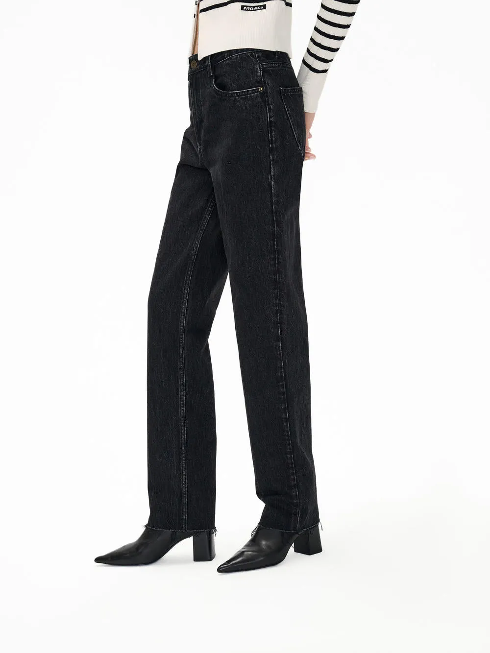 Raw Hem Cotton Jeans