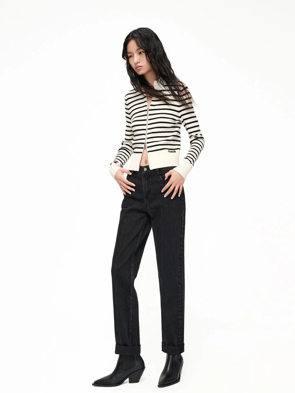 Raw Hem Cotton Jeans