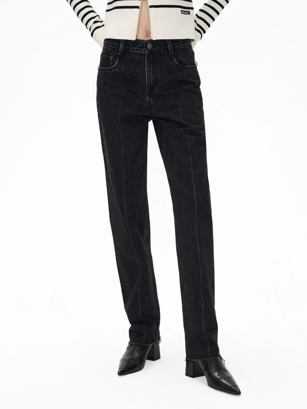 Raw Hem Cotton Jeans