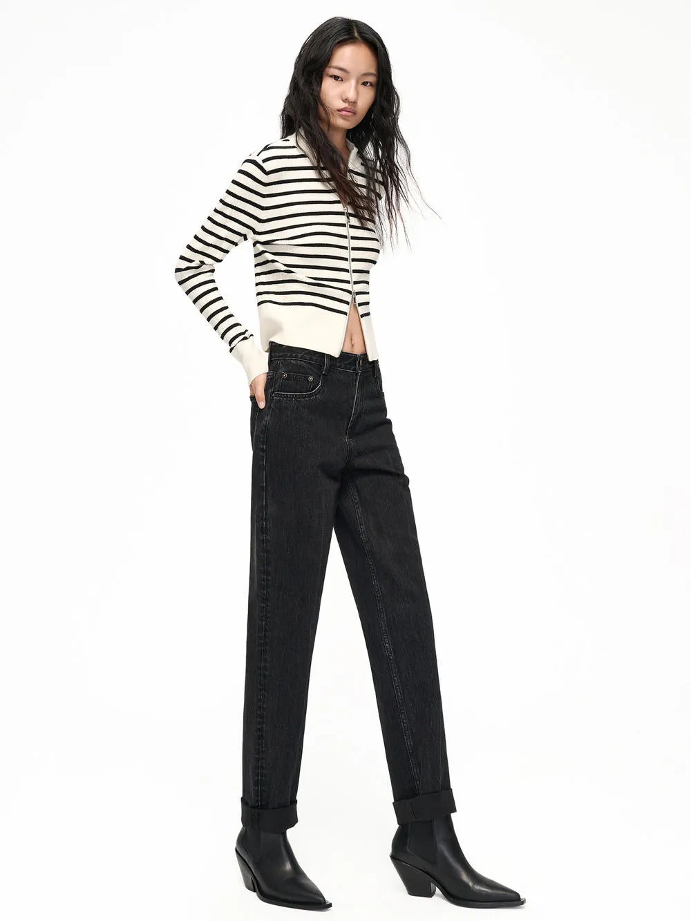 Raw Hem Cotton Jeans