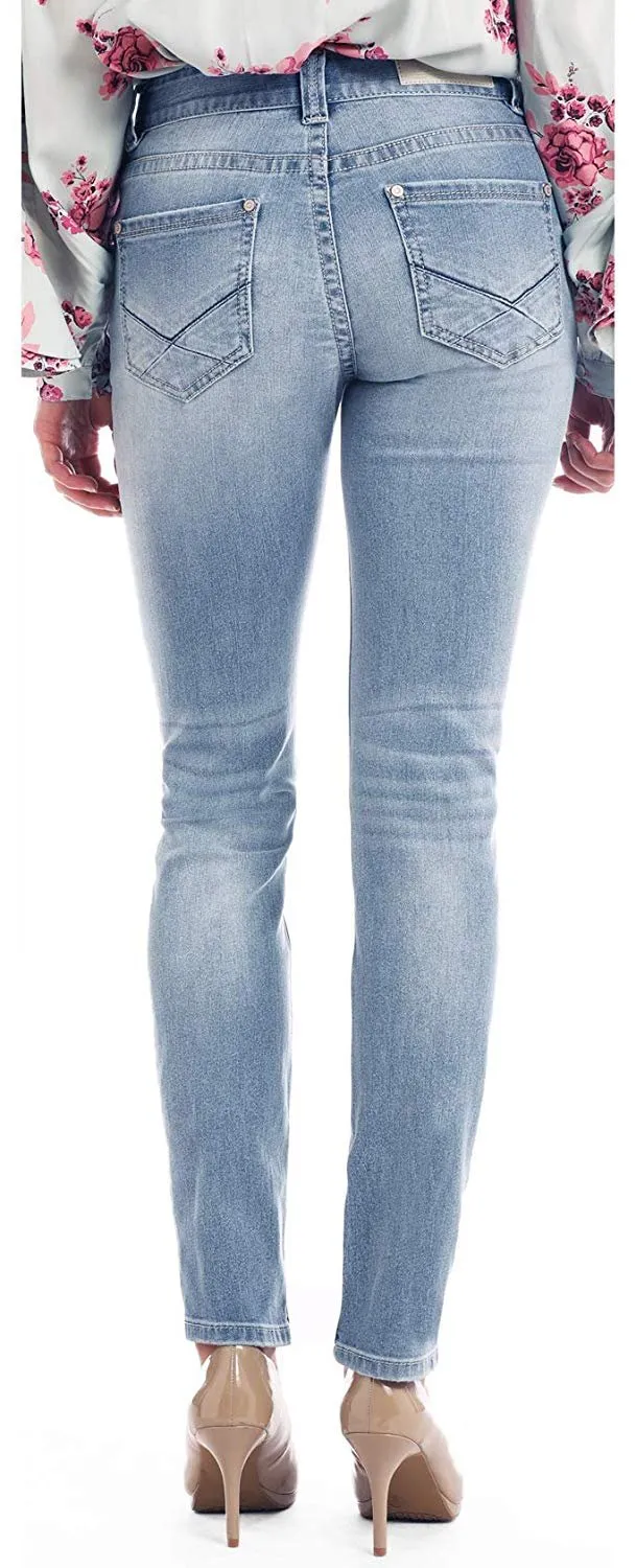 Rock & Roll Cowgirl Extra Stretch Lace Appliqué Embroidery Mid-Rise Skinny Jean, 26