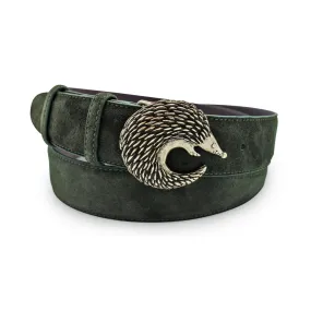 Seaweed Green Suede Hedgehog Belt