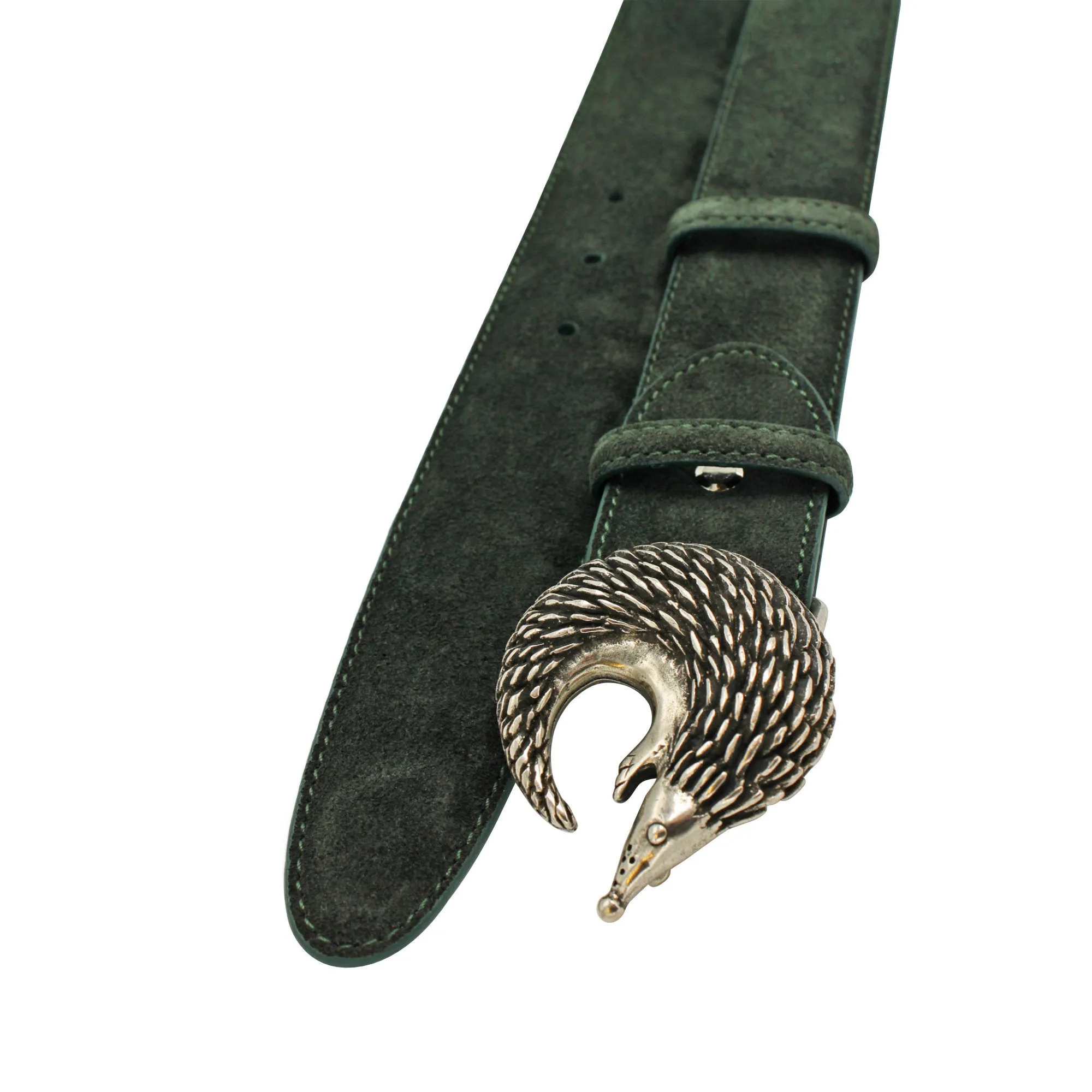Seaweed Green Suede Hedgehog Belt