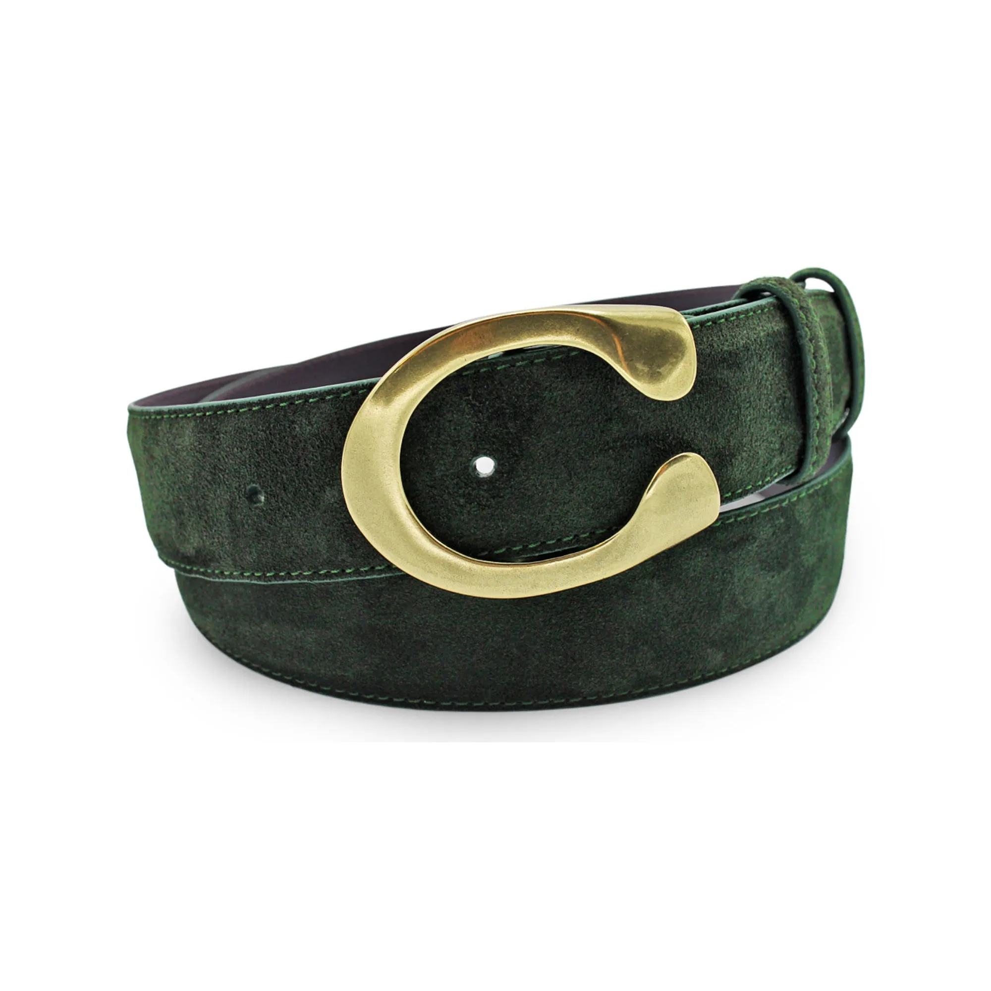Seaweed Green Suede Reverse C Belt