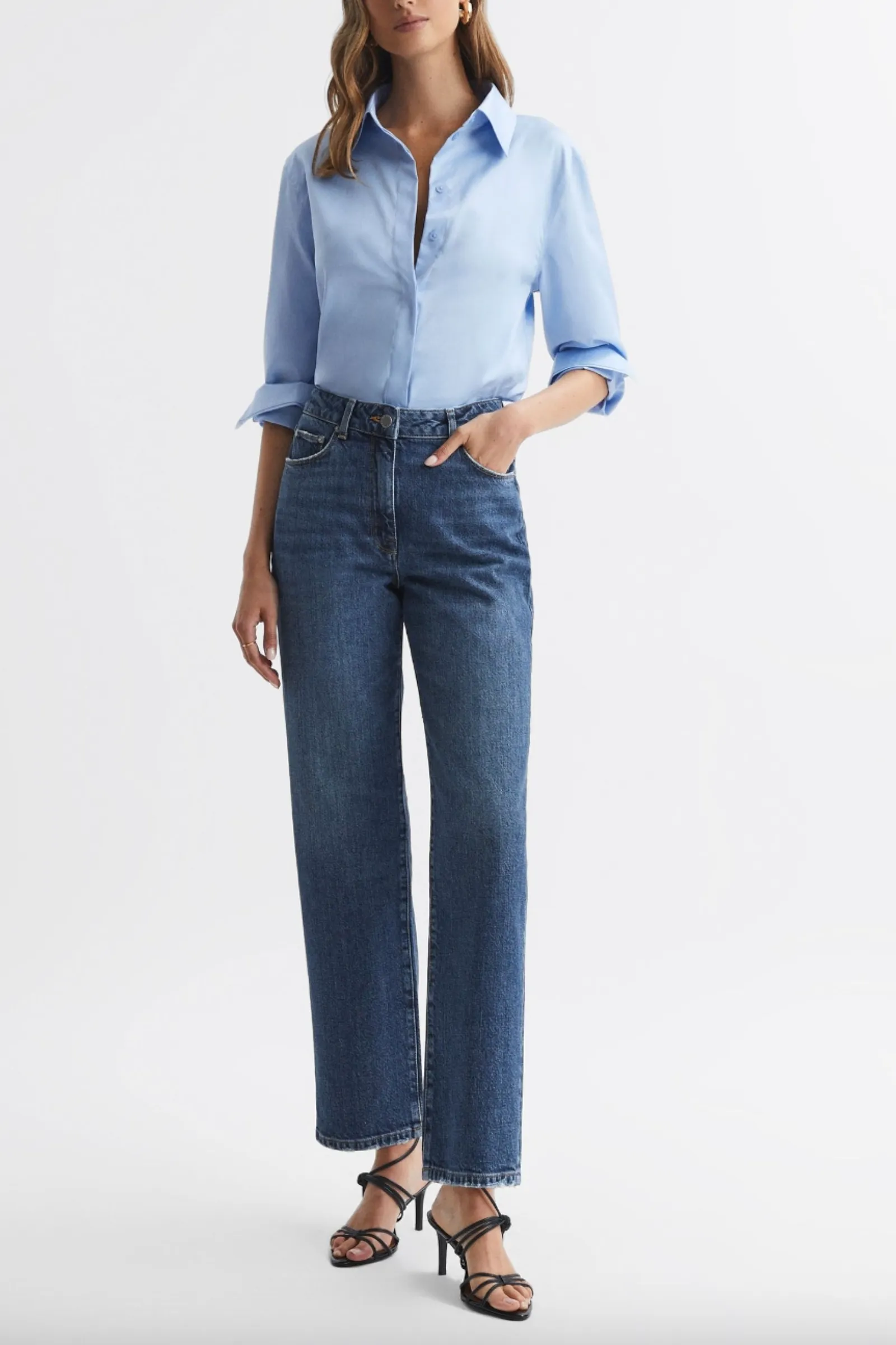 Selin Mid Rise Straight Leg Cropped Jeans