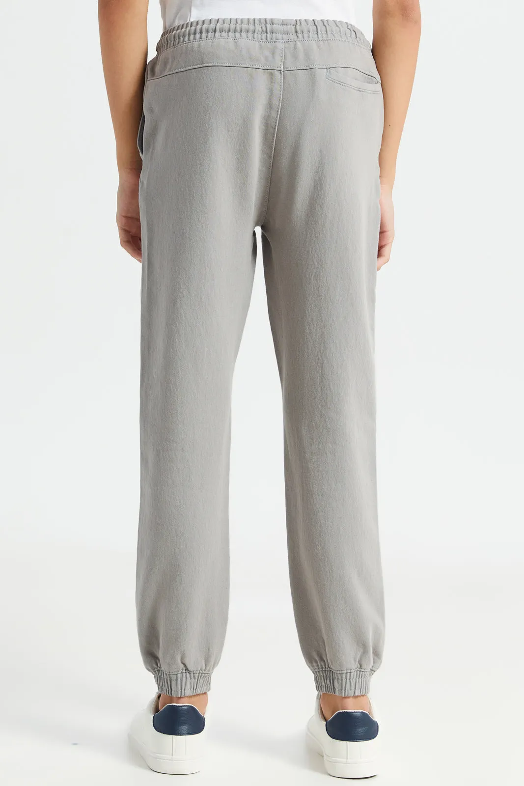 Senior Boys Grey Denim Jeans With Cuff