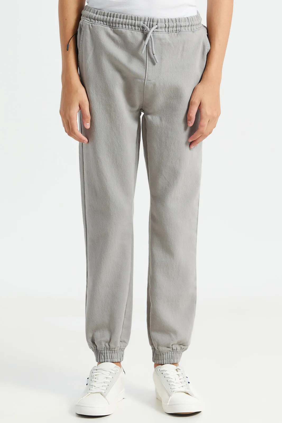 Senior Boys Grey Denim Jeans With Cuff