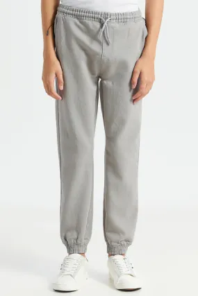 Senior Boys Grey Denim Jeans With Cuff