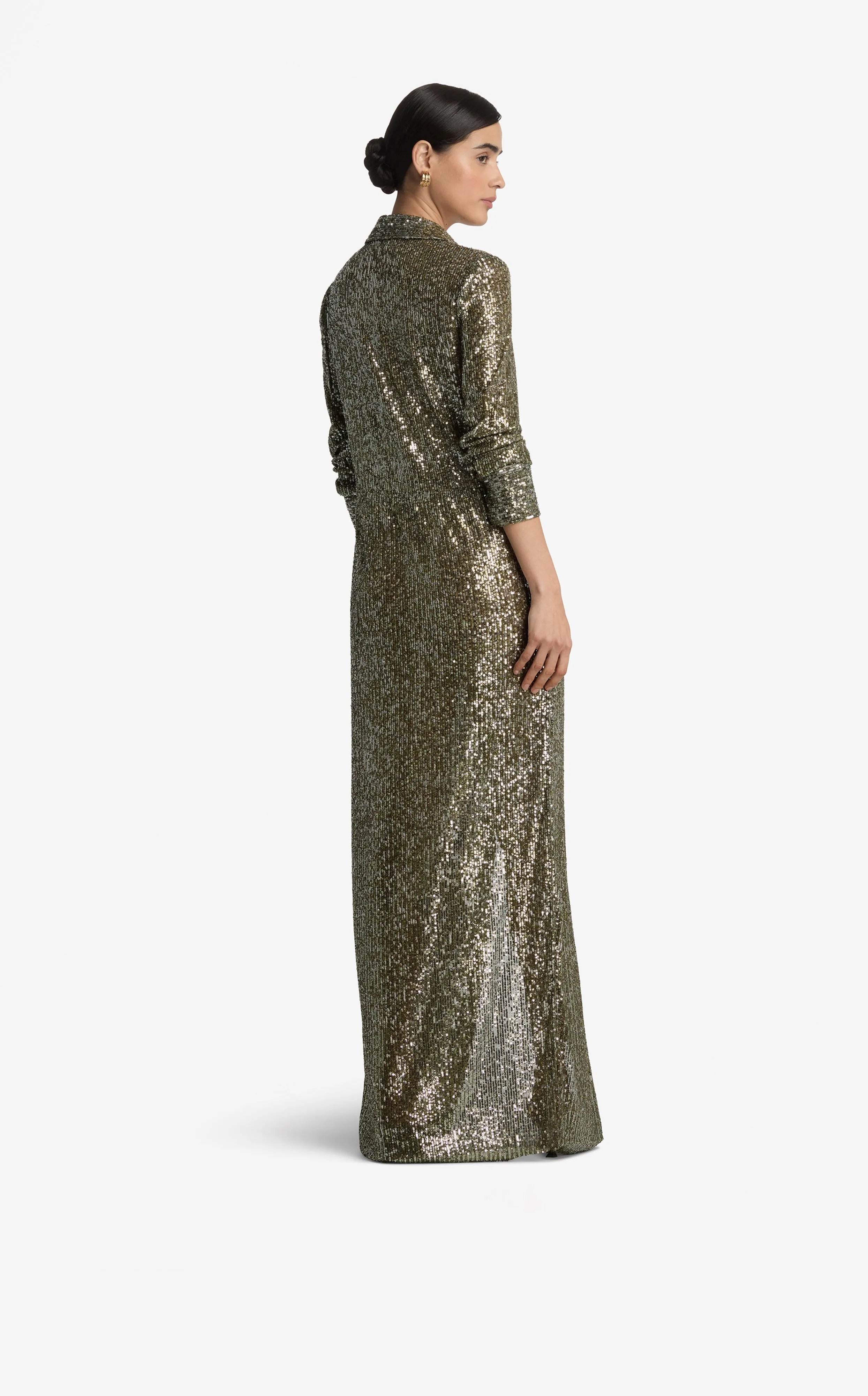 Sequin Knit Collared Gown