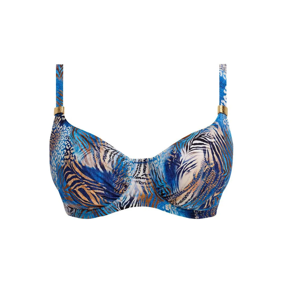 Seraya Sands underwired gathered full cup bikini top - Denim