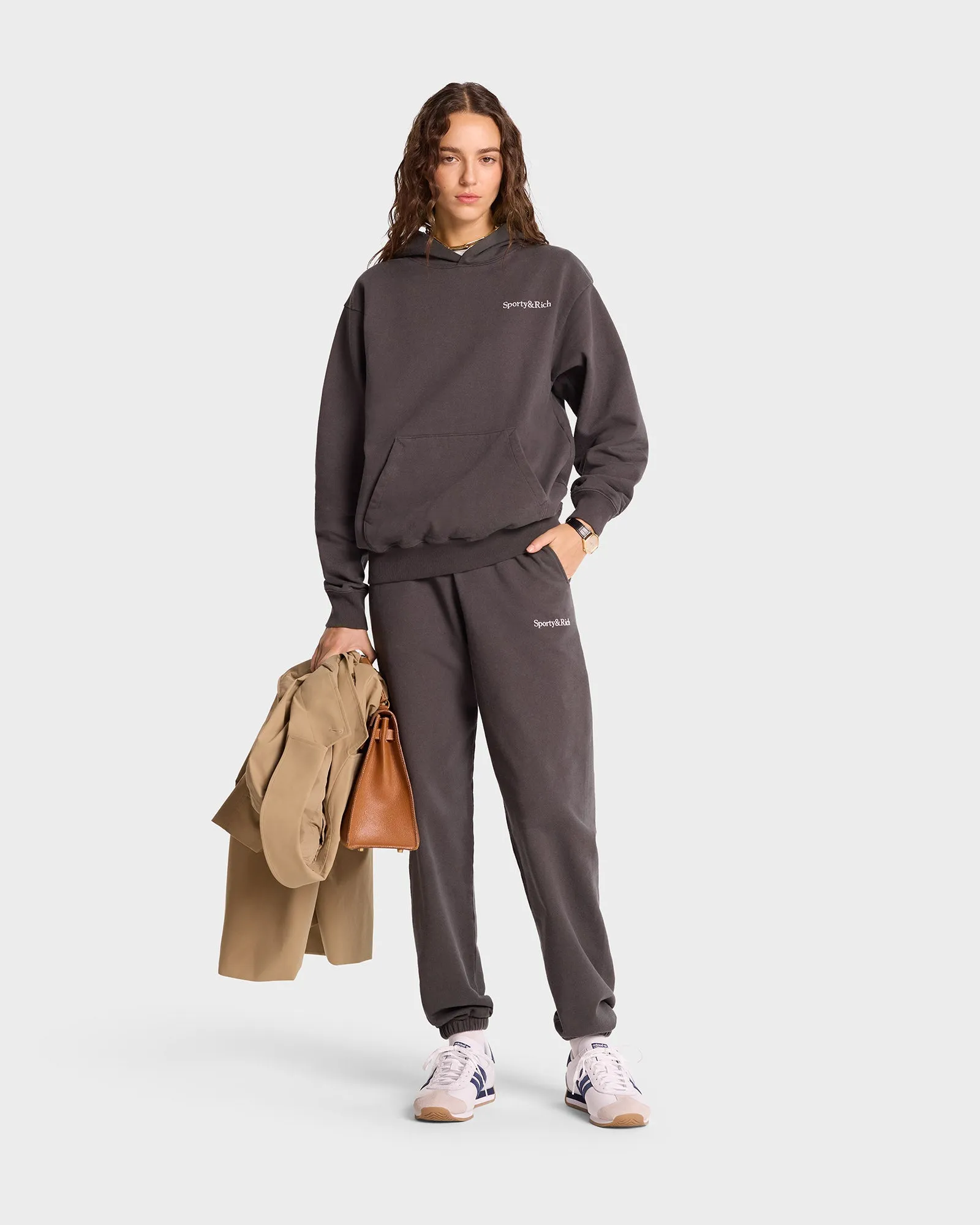Serif Logo Sweatpant - Faded Black/White