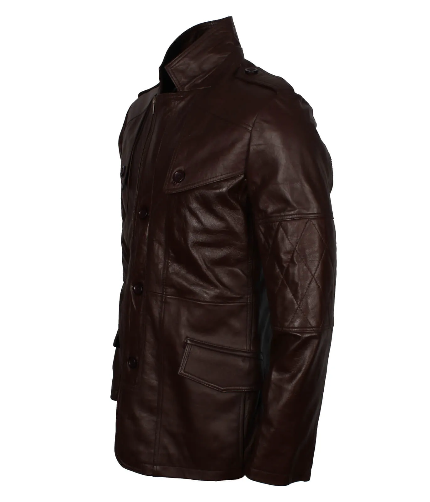 Sheepskin Dark Brown Leather Coat Men's Fashion Outerwear