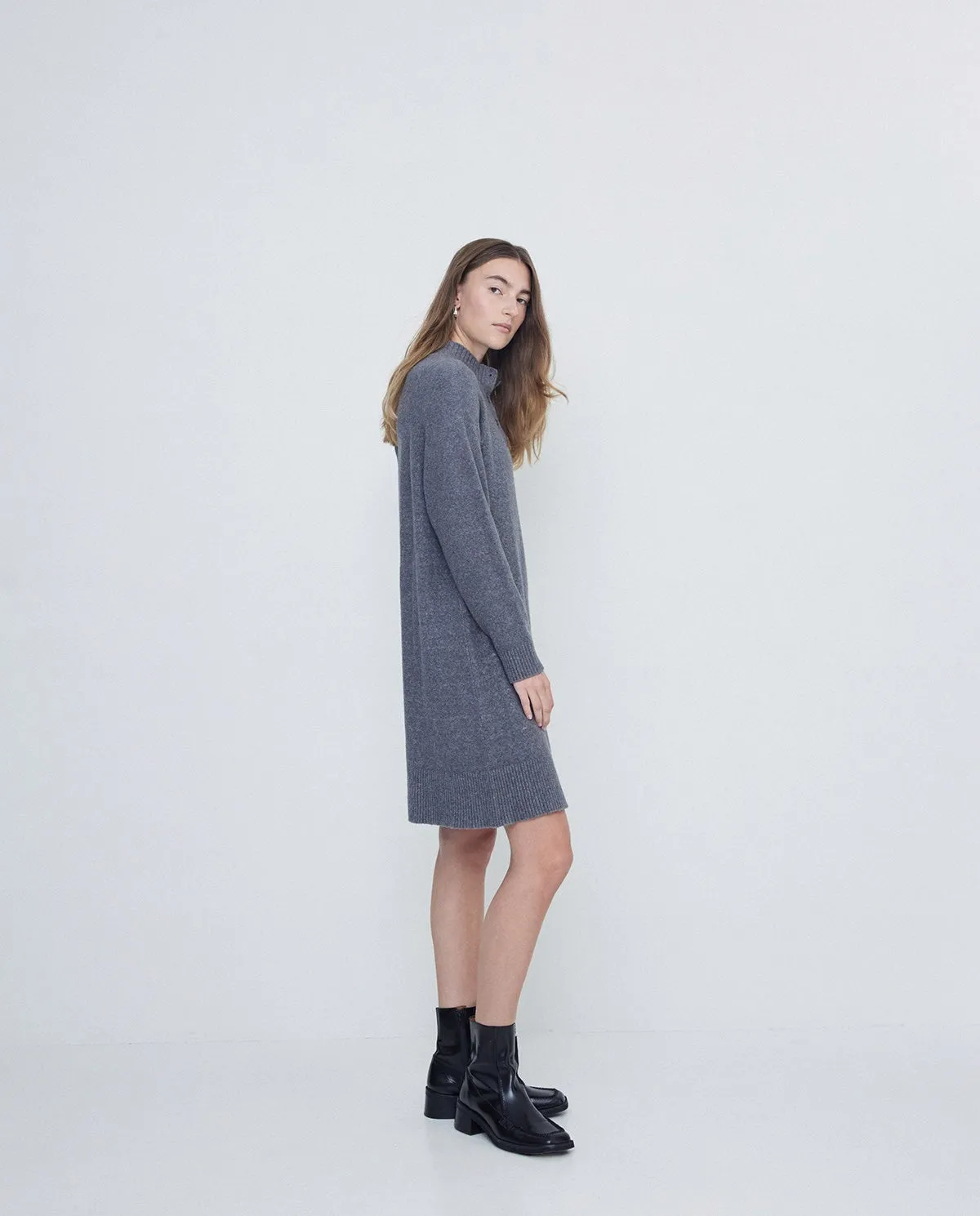 Soft Knit Mini Dress in grey by YERSE