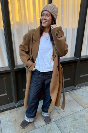 Stella Nova Brown Grey Long Wool Mix Coat