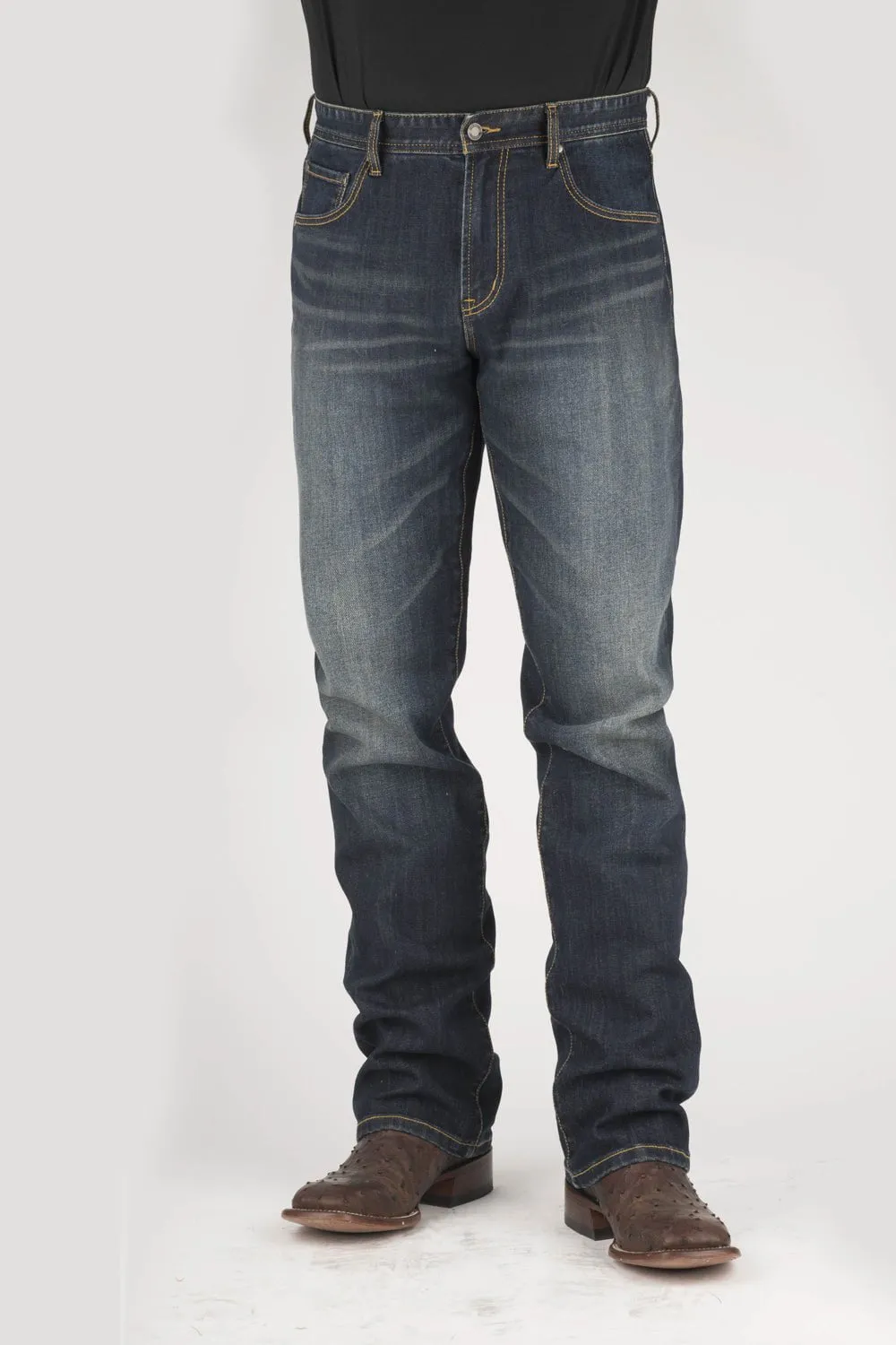 Stetson Mens 1210 Straight X Blue Cotton Blend Jeans