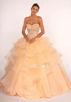 Strapless Sweetheart Ball Gown with Ruffled Skirt by Elizabeth K GL2515