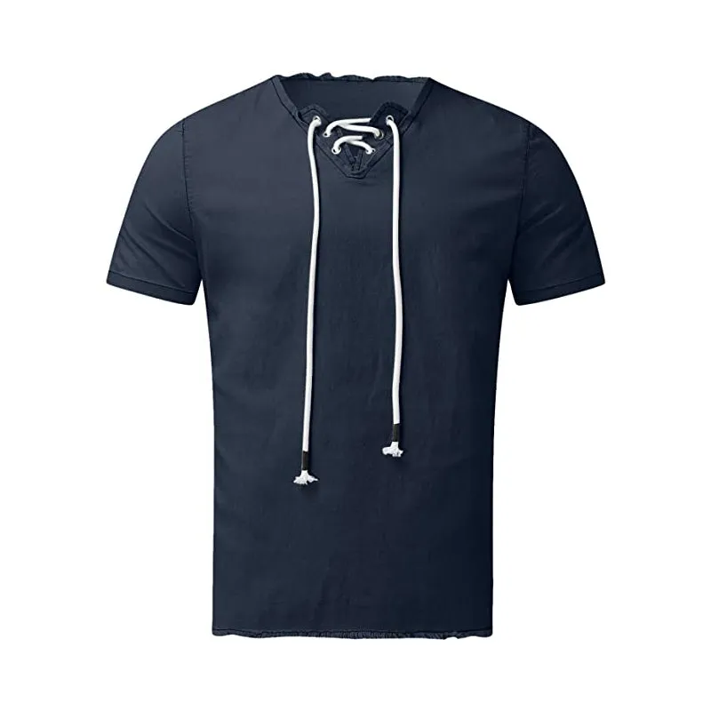 Stretch denim shirt with laces - men's